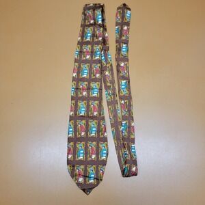 Fendi Cravatte Mens Silk Necktie Brown Equestrian Jockey Print Made in Italy